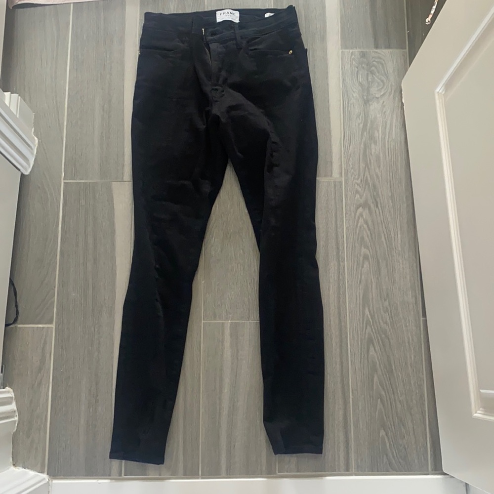 Frame black high rise skinny jeans